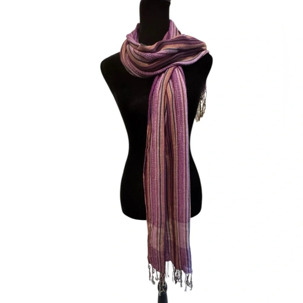 Elegant Purple‎ Striped Scarf